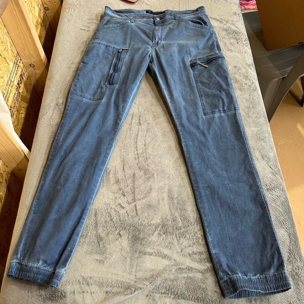 Akademiks Stretch Slim Fit Cargo Joggers Mens Pants Size 34x32 Blue Y2K HipHop